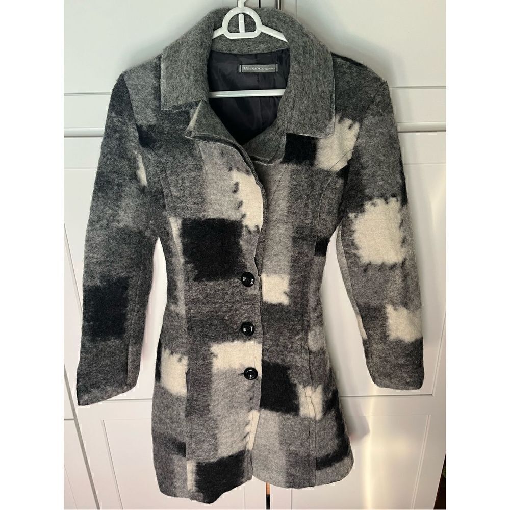 Massimo Women’s Abstract Patched Wool Blend Jacket Sz S Made In Italy